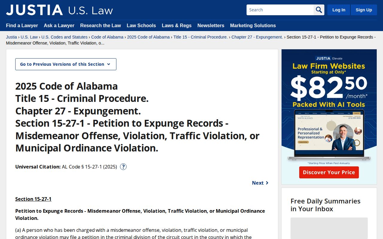 Barbour County released inmates Alabama expungement record access statute