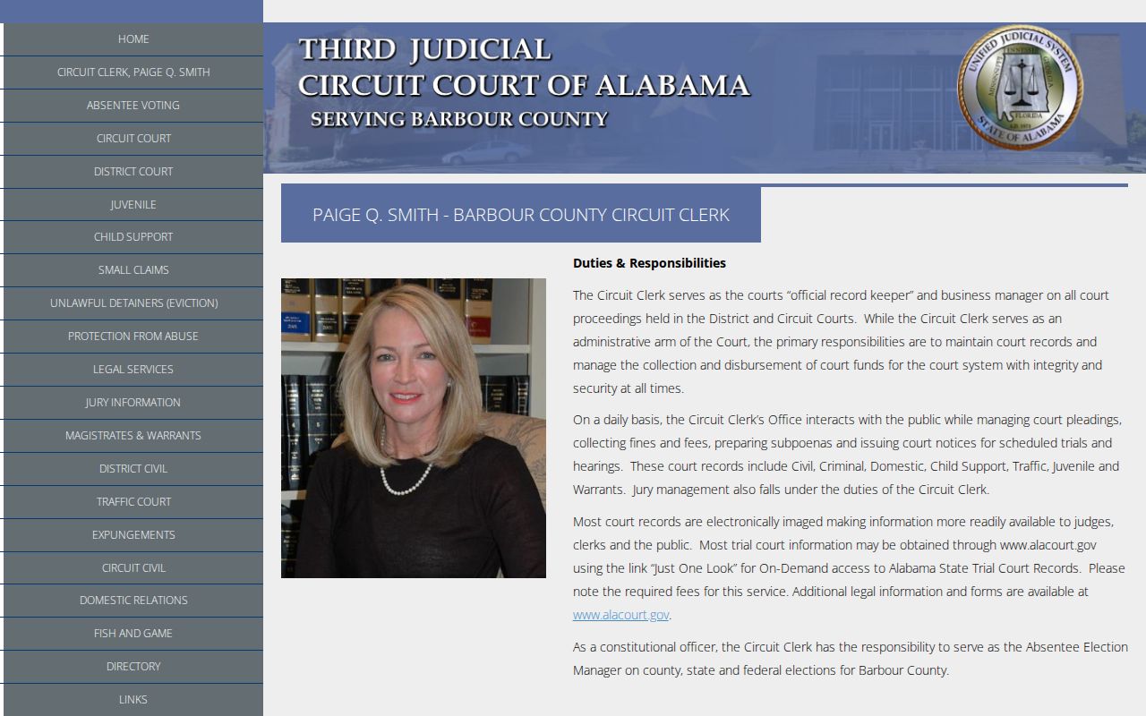 Barbour County released inmates court record access through the Circuit Clerk