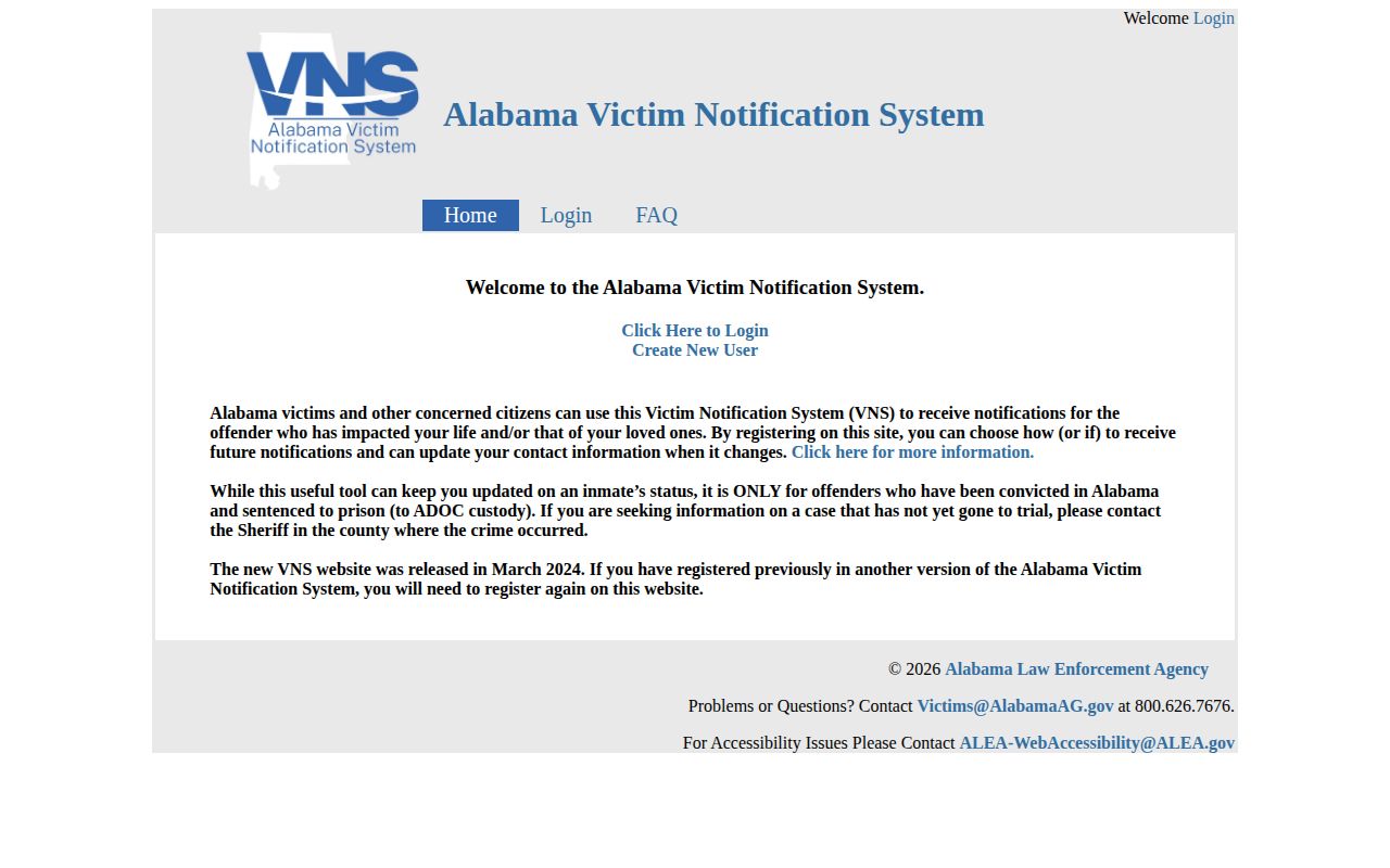 Barbour County release notification through Alabama Victim Notification System